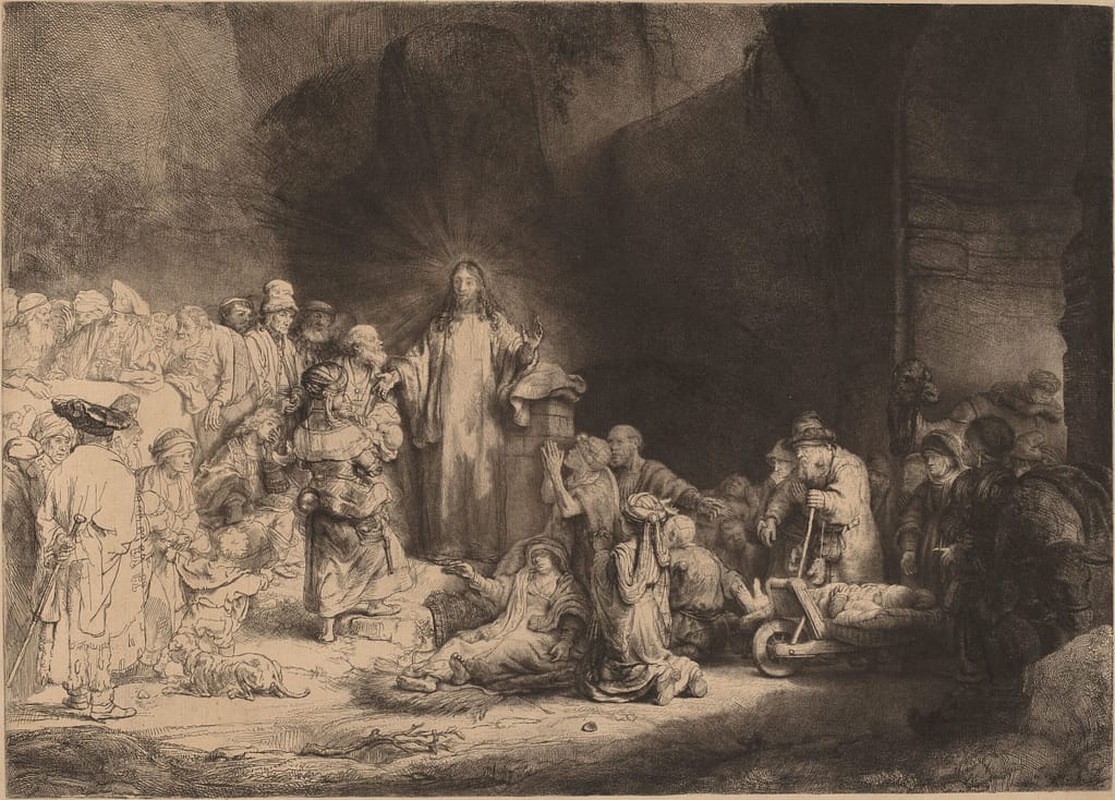 Rembrandt van Rijn Christ Preaching The Hundred Guilder Print Google Art Project scaled
